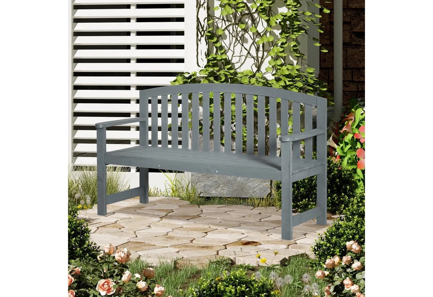 MC Star Gartenbank 2-Sitzer Grau Tannenholz - Bild 4