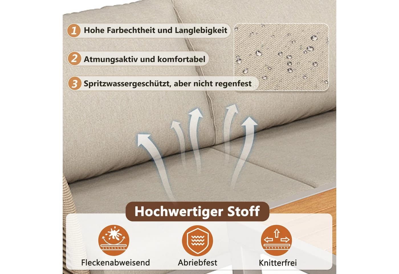 i@home Gartenlounge-Set 6-tlg. Siebensitzer Beige - Bild 5