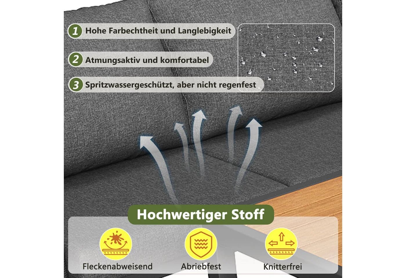 i@home Gartenlounge-Set 6-tlg. Siebensitzer mit geflochtenen Armlehnen - Bild 5