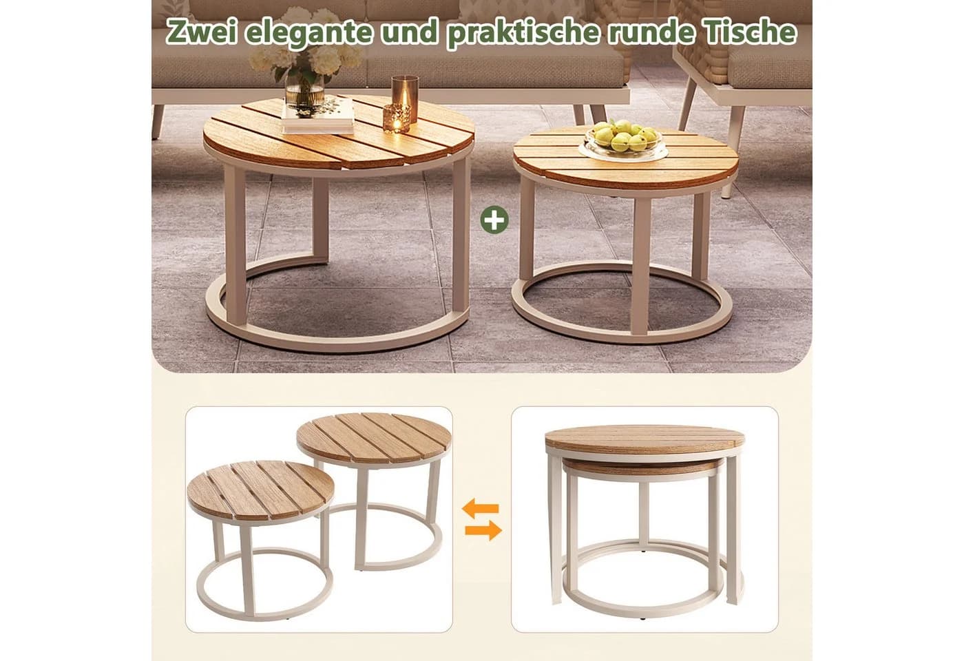 i@home Gartenlounge-Set 4-tlg. Sechssitzer Beige - Bild 5