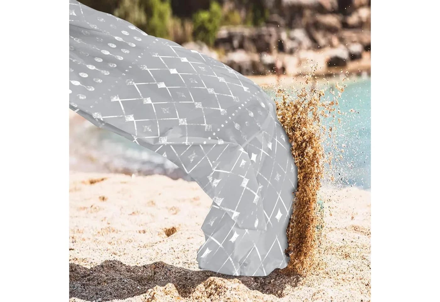 Diwzbyn Picknickdecke Sandfrei Groß Grau Wasserdicht - Bild 4