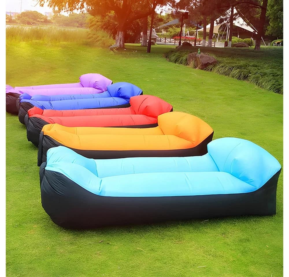 SIKAINI Luftsofa Schwarz-Orange Aufblasbar für Camping & Garten