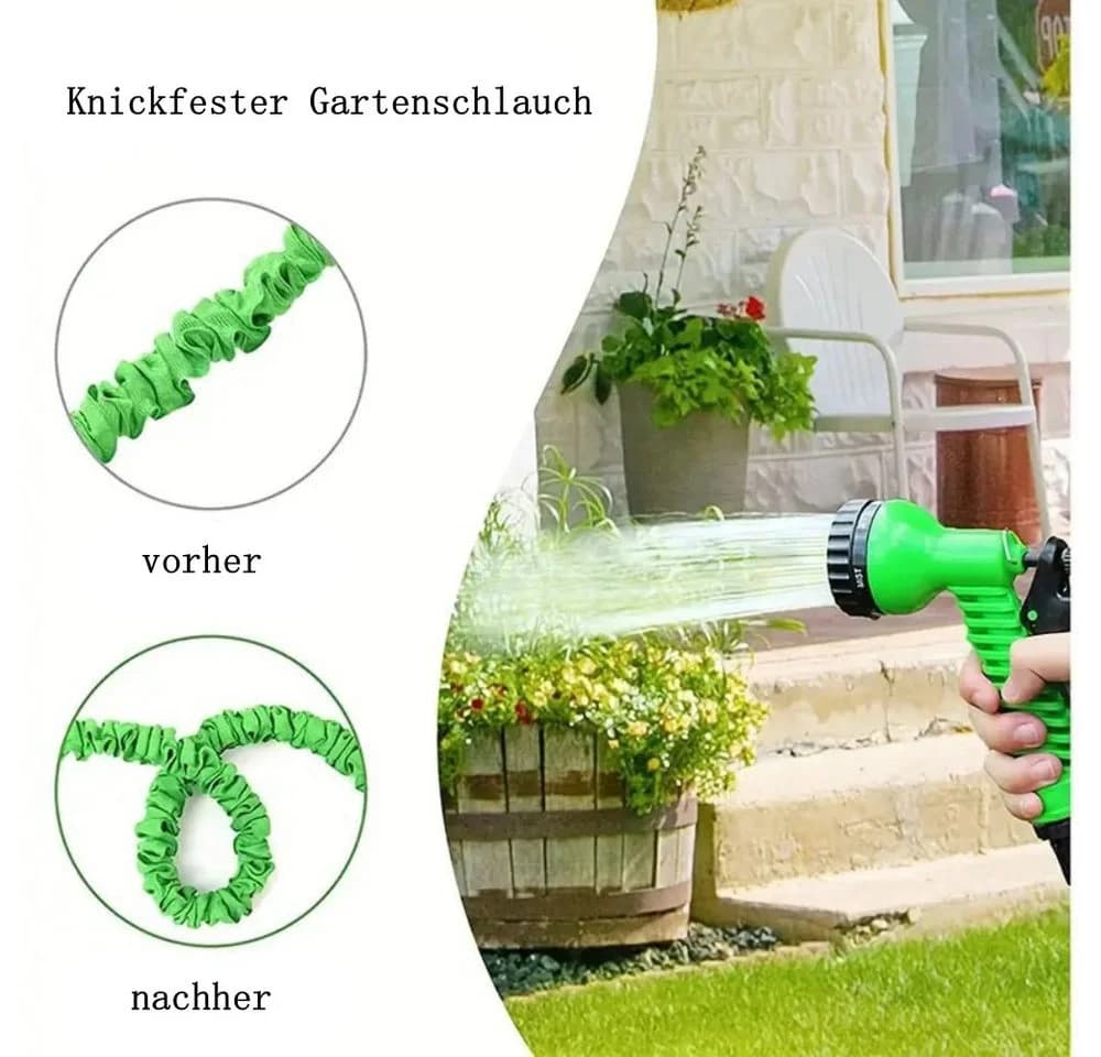 SIKAINI Dehnbarer Gartenschlauch mit Spritzdüse Grün - Bild 3