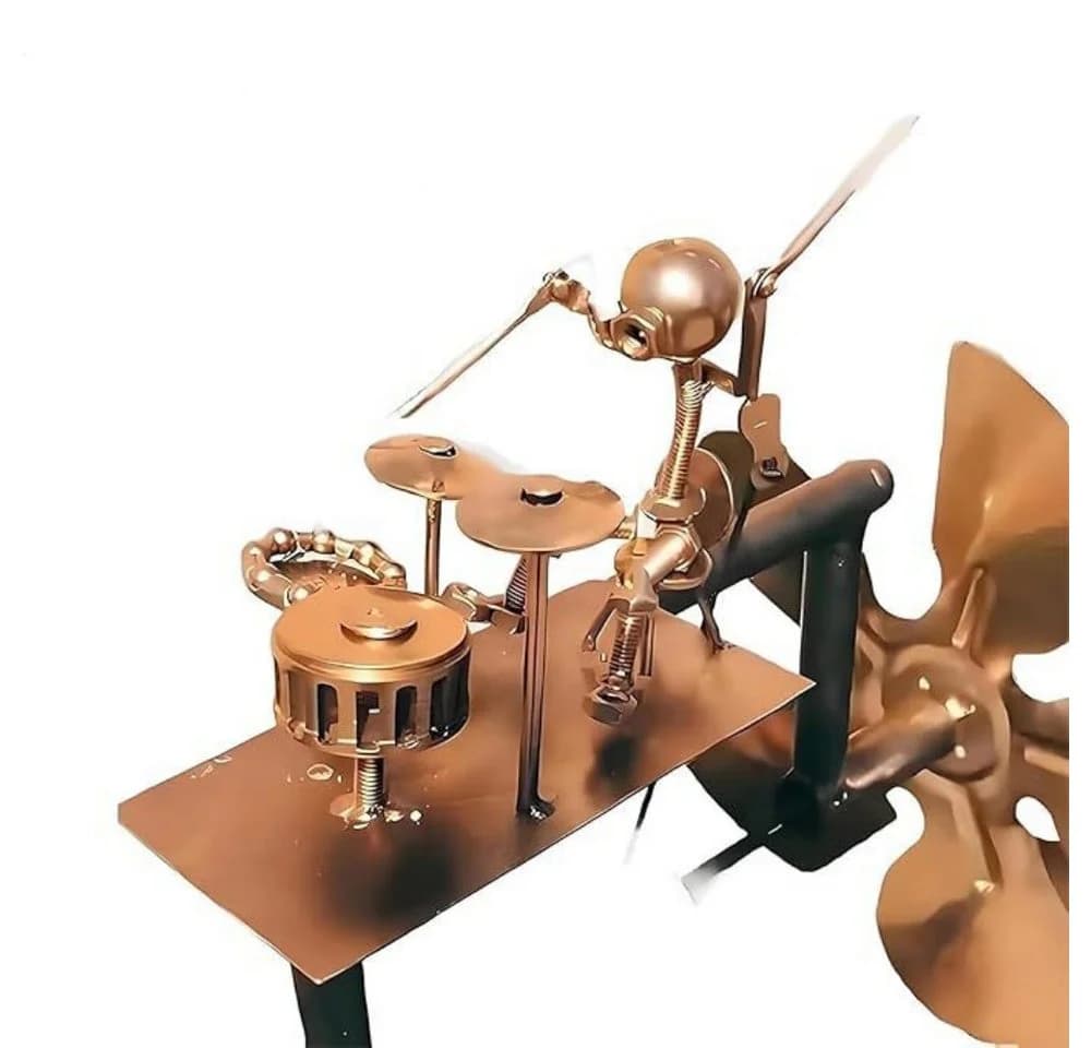 SIKAINI Wetterfahne Metall-Windmühle mit Trommler Gold - Bild 2