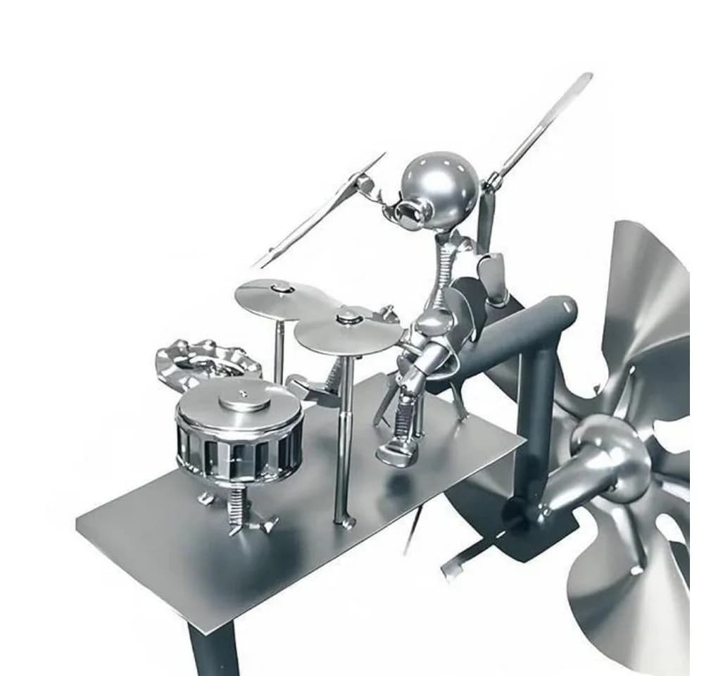 SIKAINI Wetterfahne Metall-Windmühle mit Trommler Silber - Bild 2