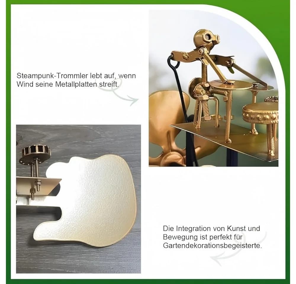 SIKAINI Wetterfahne Metall-Windmühle mit Trommler Silber - Bild 5