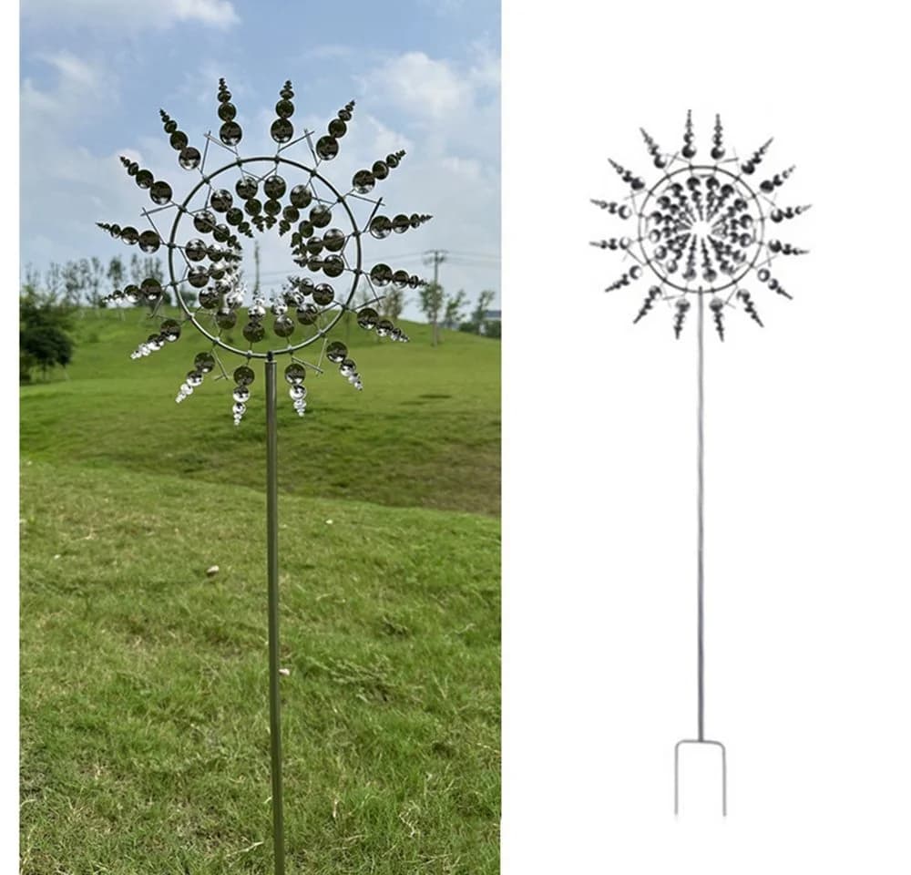 SIKAINI Garten Windspiel aus Eisen Bunt Wetterfest Windbetrieben
