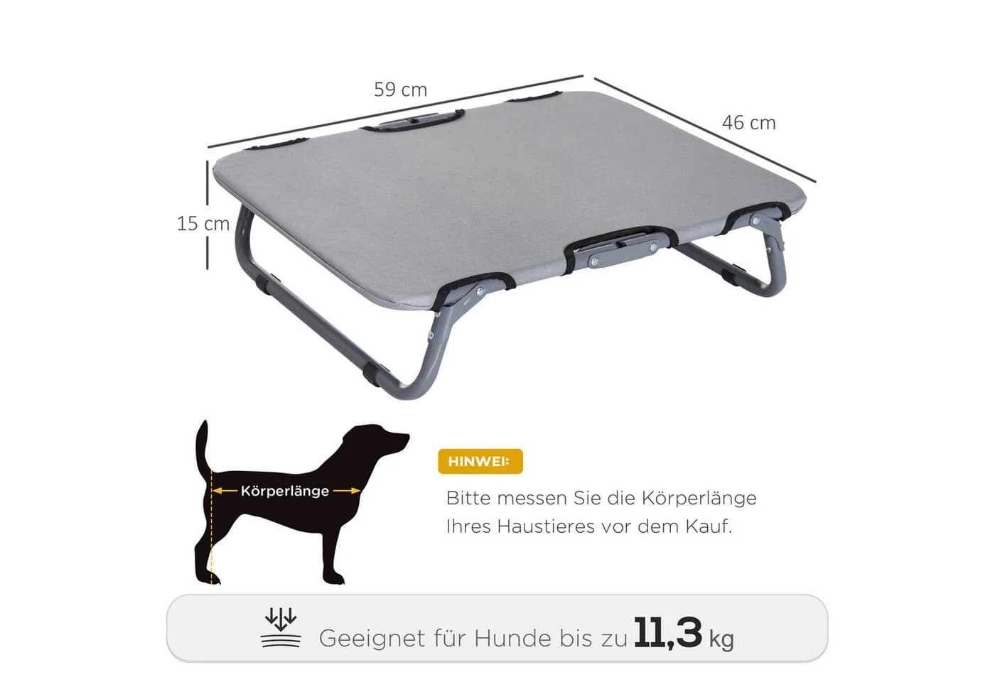 Novzep Klappbare Outdoor Hundeliege Grau Erhöht - Bild 3