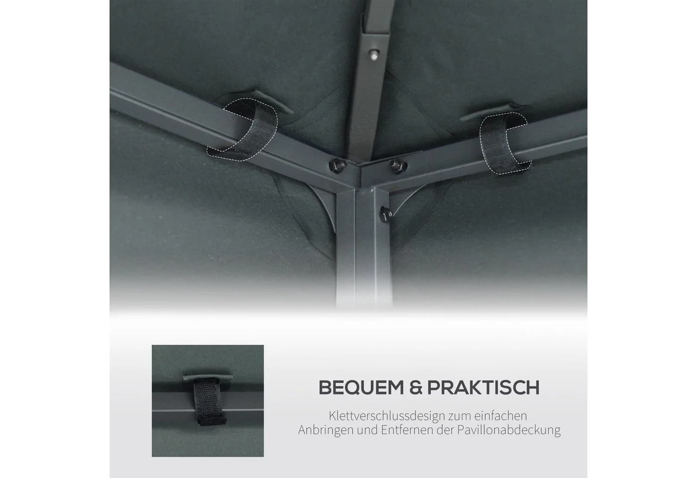 Novzep Pavillon-Ersatzdach 3x3m Grau Doppeldach UV-Schutz