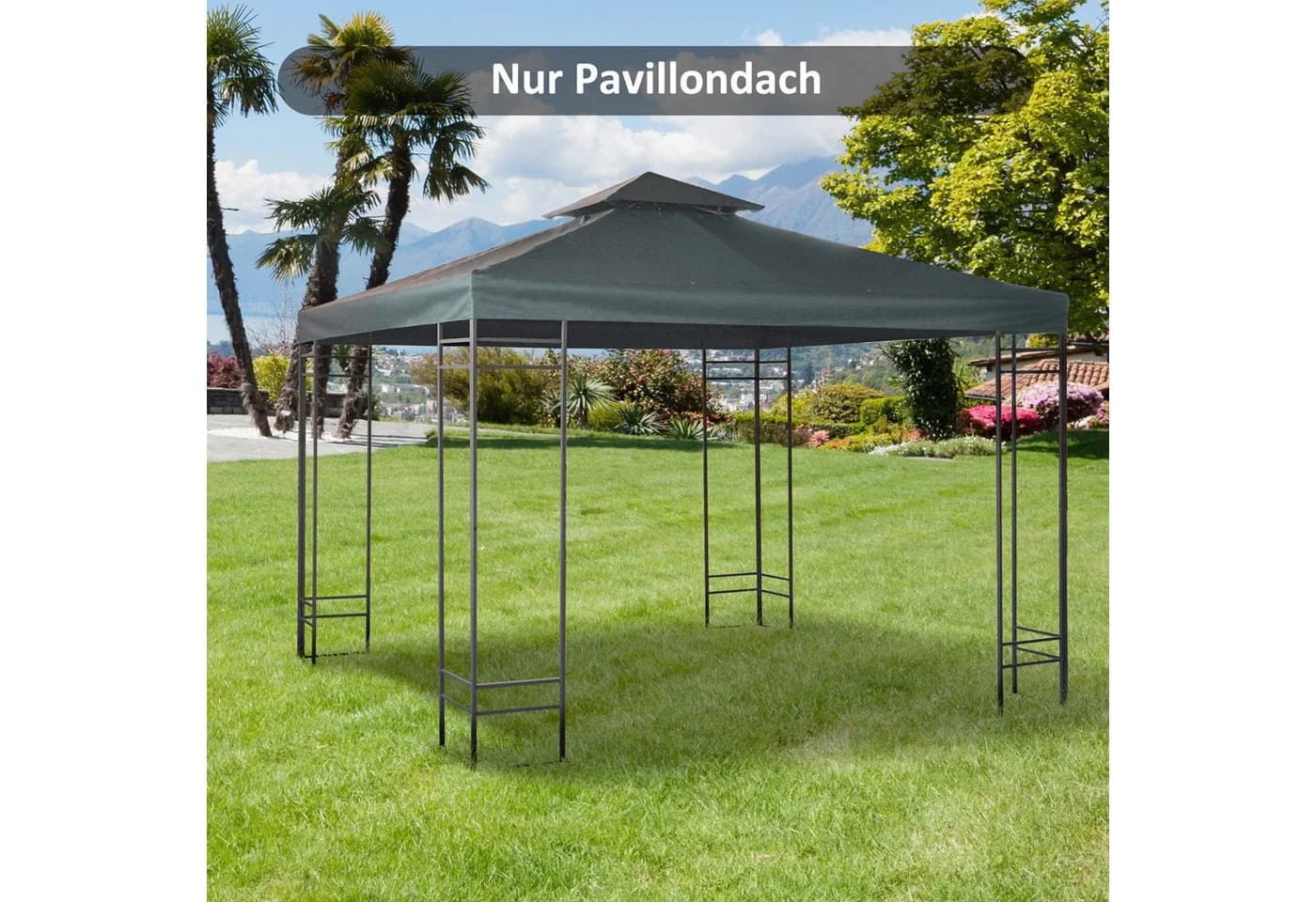 Novzep Pavillon-Ersatzdach 3x3m Grau Doppeldach UV-Schutz - Bild 3
