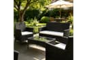 LEADZM Gartenlounge-Set 4-tlg. Schwarz PE-Rattan mit Glasplatte Bild 1
