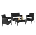 LEADZM Gartenlounge-Set 4-tlg. Schwarz PE-Rattan mit Glasplatte Bild 2