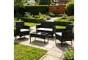 LEADZM Gartenlounge-Set 4-tlg. Schwarz PE-Rattan mit Glasplatte Bild 3
