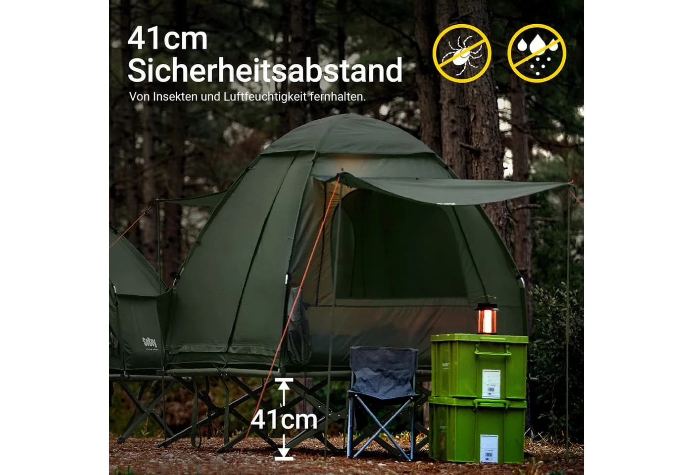 SoBuy Feldbett OGS32 Wasserdichtes Campingzelt 7in1 Grün - Bild 3