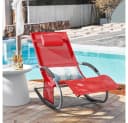 SoBuy Gartenliege OGS28 Relaxliege mit Kopfkissen Rot Bild 1
