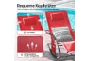 SoBuy Gartenliege OGS28 Relaxliege mit Kopfkissen Rot Bild 4