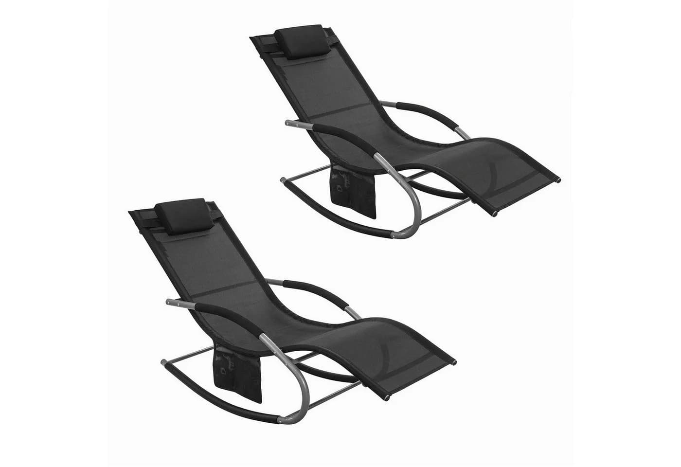 SoBuy Gartenliege OGS28x2 2-tlg. Schwarz Metall Kunstfaser - Bild 2