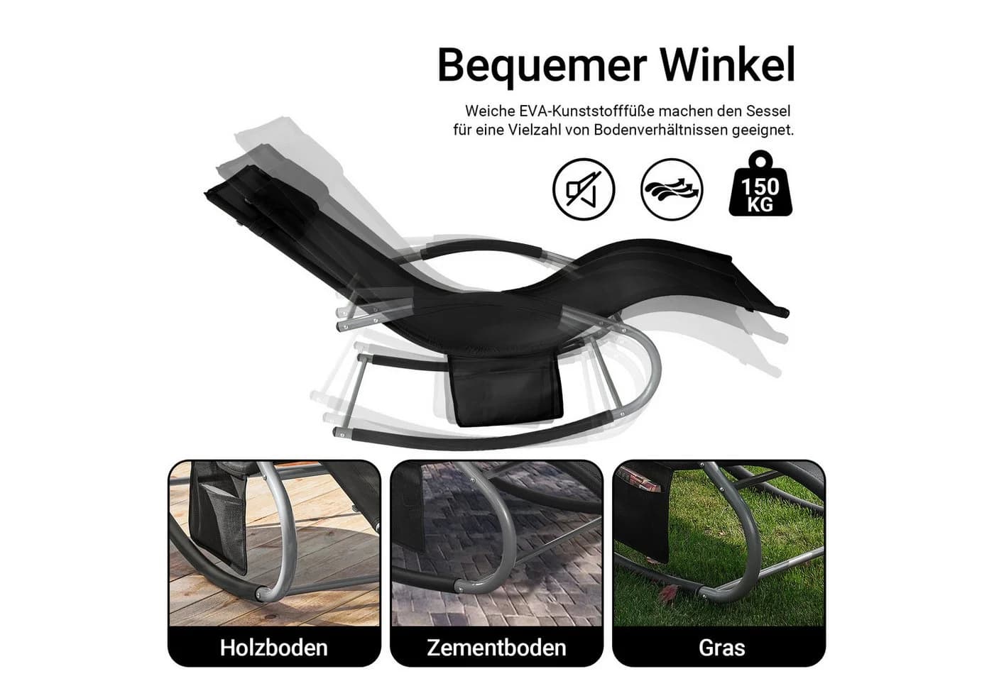 SoBuy Gartenliege OGS28x2 2-tlg. Schwarz Metall Kunstfaser - Bild 3