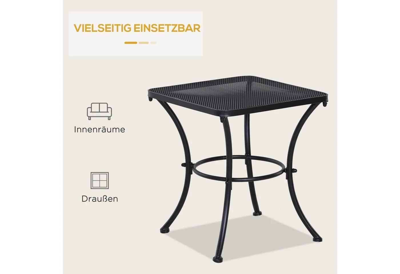 MC Star Beistelltisch Schwarz Metall 45x45x50cm