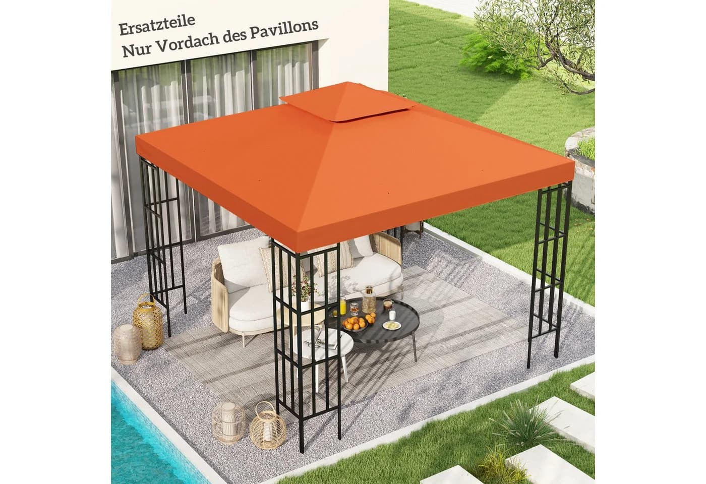 Outsunny Pavillon-Ersatzdach Rostrot 3x3 m - Bild 2