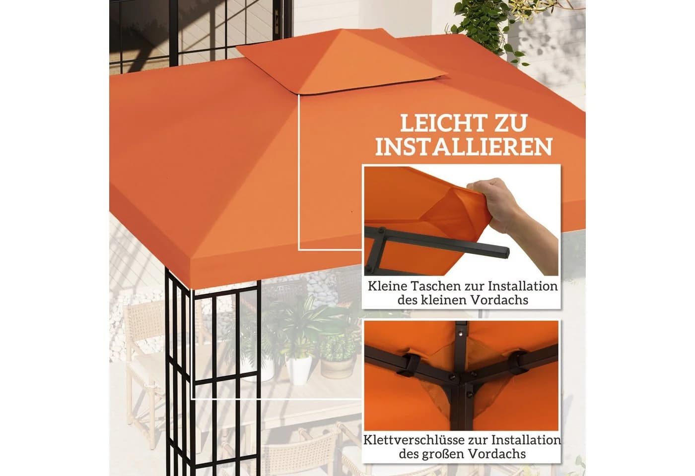 Outsunny Pavillon-Ersatzdach Rostrot 3x3 m - Bild 5