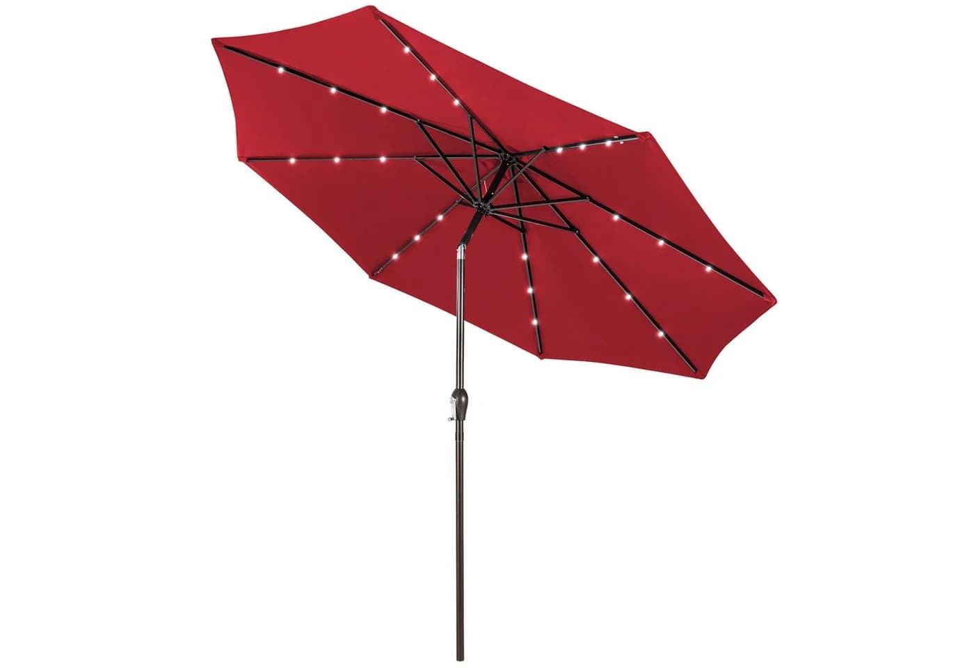 COSTWAY Gartenschirm 300 cm mit Solar LED Beleuchtung Weinrot - Bild 2