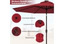 COSTWAY Gartenschirm 300 cm mit Solar LED Beleuchtung Weinrot Bild 4