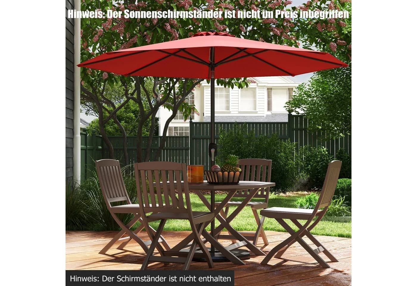 COSTWAY Sonnenschirm Rot 270cm neigbar