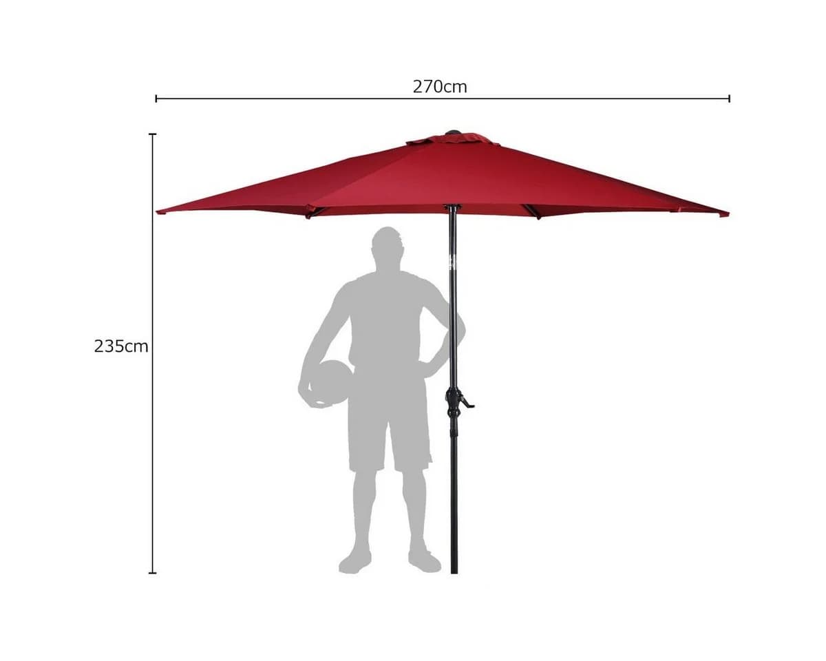 COSTWAY Sonnenschirm Rot 270cm neigbar - Bild 4