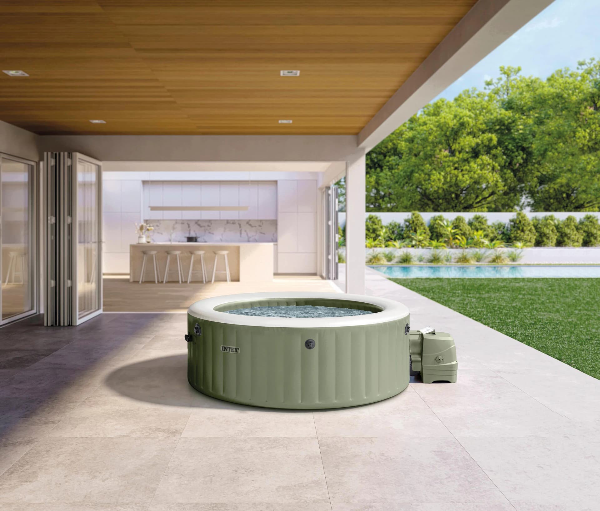 Whirlpool INTEX "Bubble" Olivgrün 145 cm Durchmesser