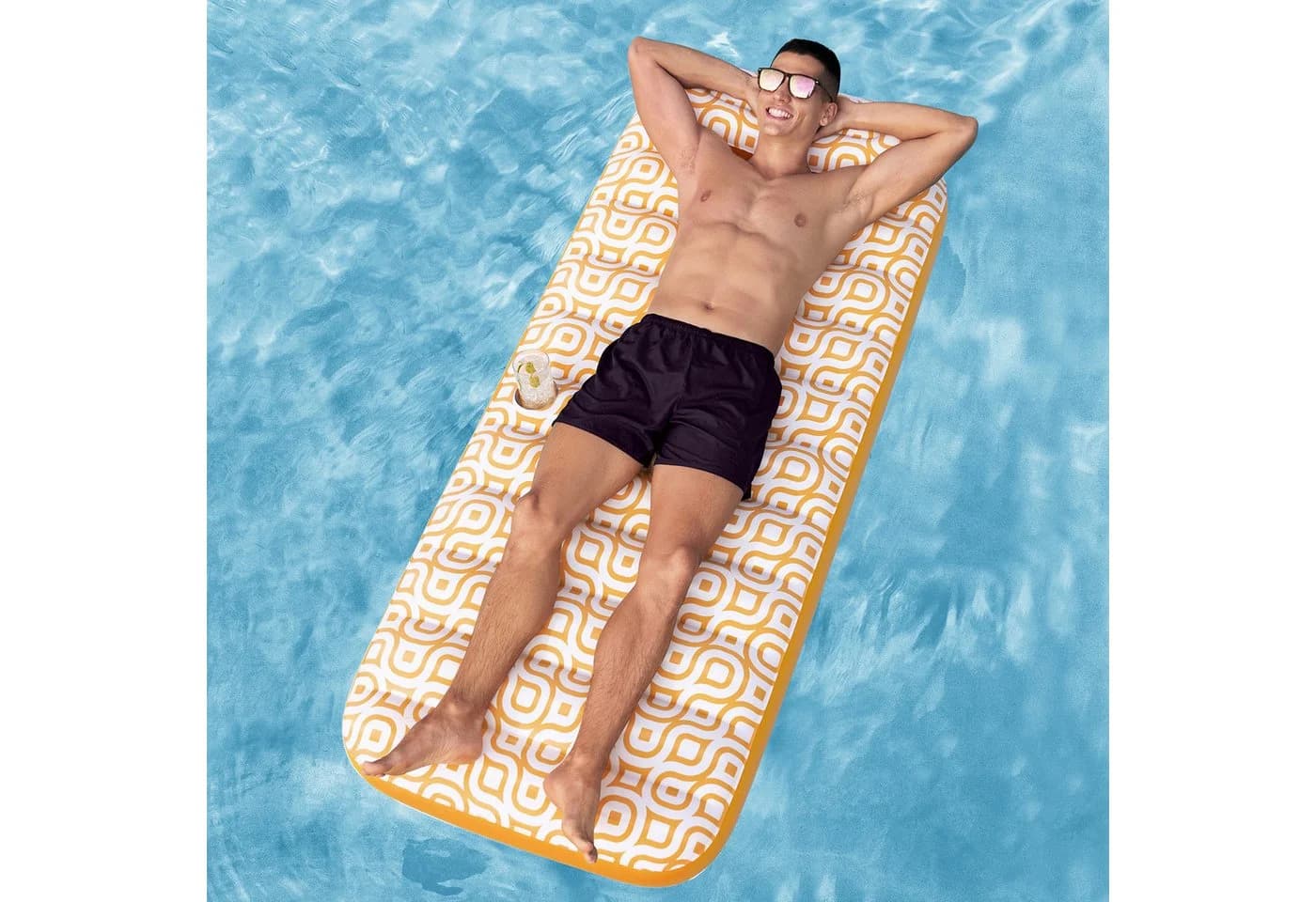 Bestway Badeinsel Comfort Plush Orange mit Getränkehalter