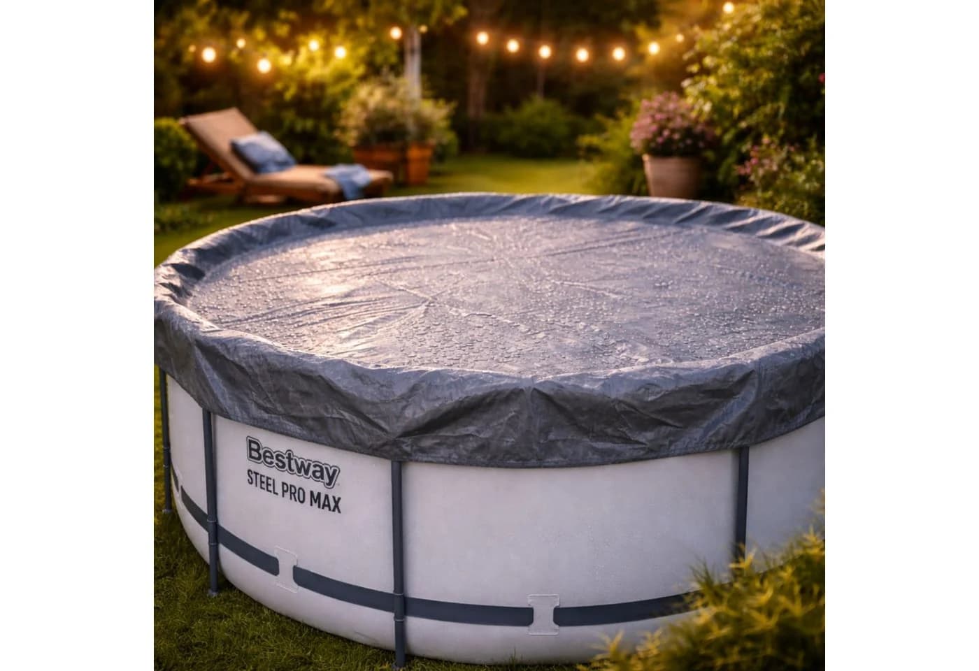 Bestway Winterfeste Premium-Abdeckplane Grau Rund Ø 370 cm