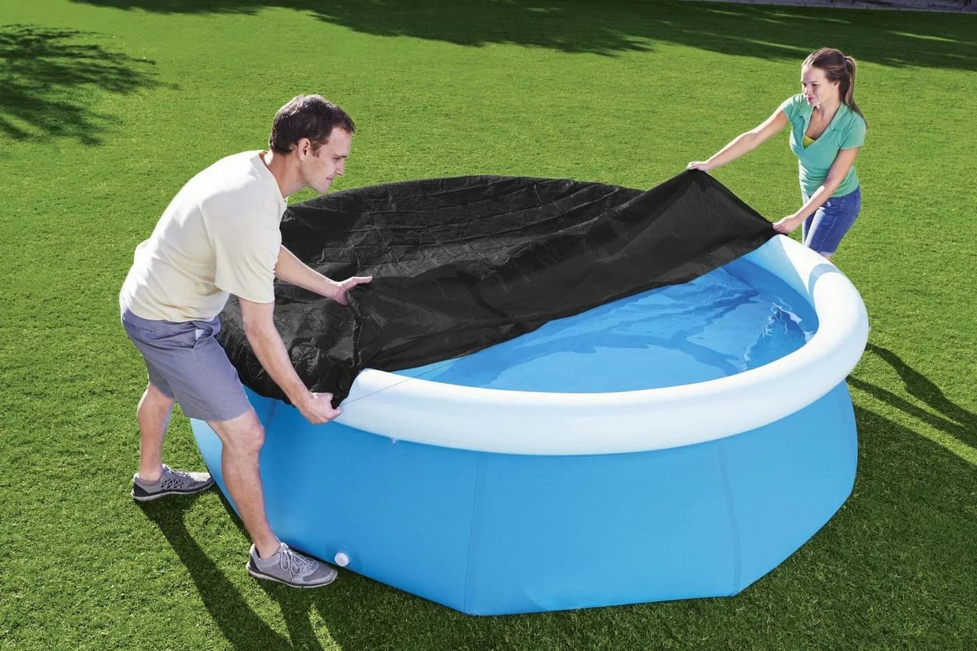 Bestway Pool-Abdeckplane PVC Schwarz Ø244cm