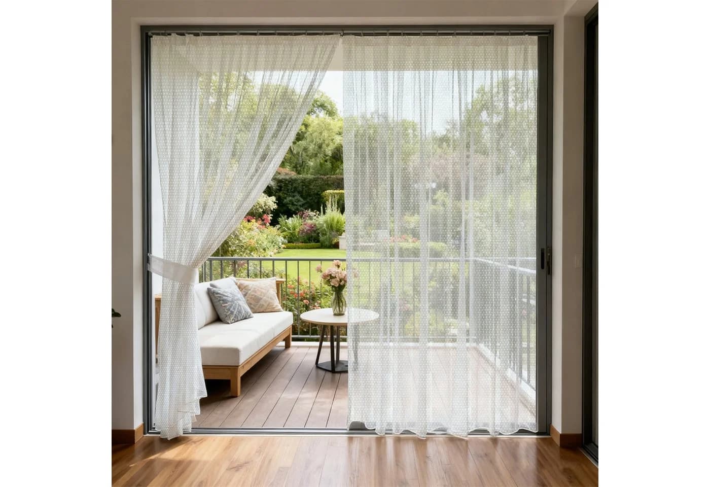 Sunicol Outdoorvorhang Transparent Weiß mit Punktmuster