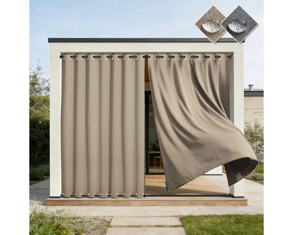 Sunicol Outdoorvorhang 100% Verdunkelnd Wasserdicht mit Ösen - Bild 2