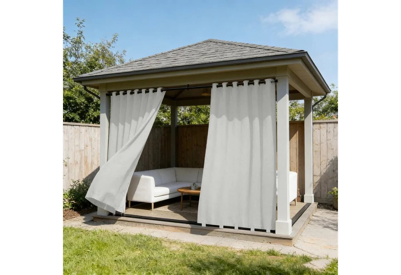 Lapalife Outdoorvorhang Verdunkelnd Wasserdicht Polyester Grau - Bild 2