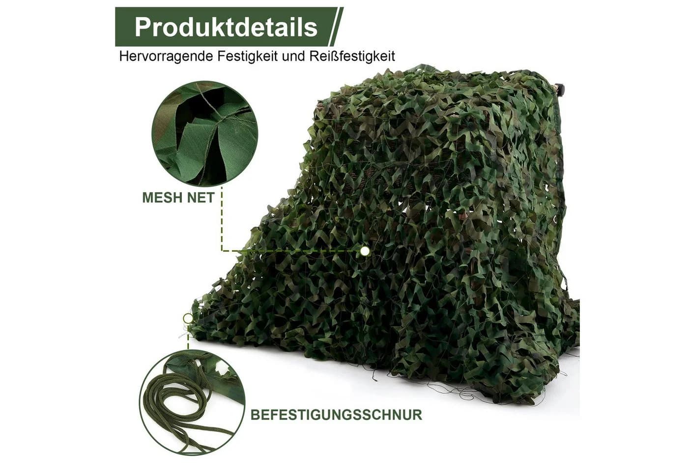 Lapalife Sonnensegel Tarnnetz Camouflage 3D Blattmuster UV-beständig - Bild 5