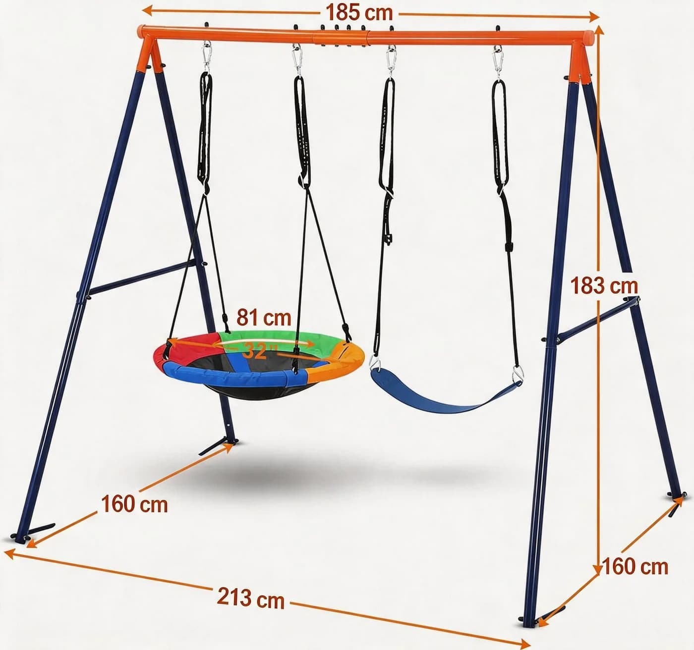 GarveeMore Doppelschaukel Gestell Outdoor 200 kg Metall