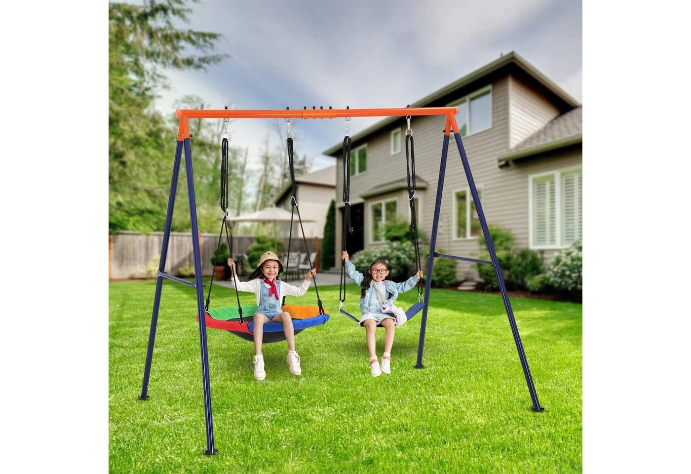 GarveeMore Doppelschaukel Gestell Outdoor 200 kg Metall - Bild 2