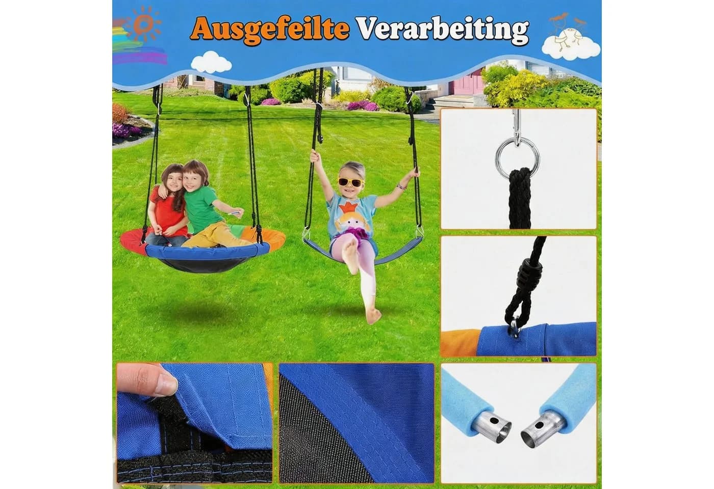 GarveeMore Doppelschaukel Gestell Outdoor 200 kg Metall - Bild 3
