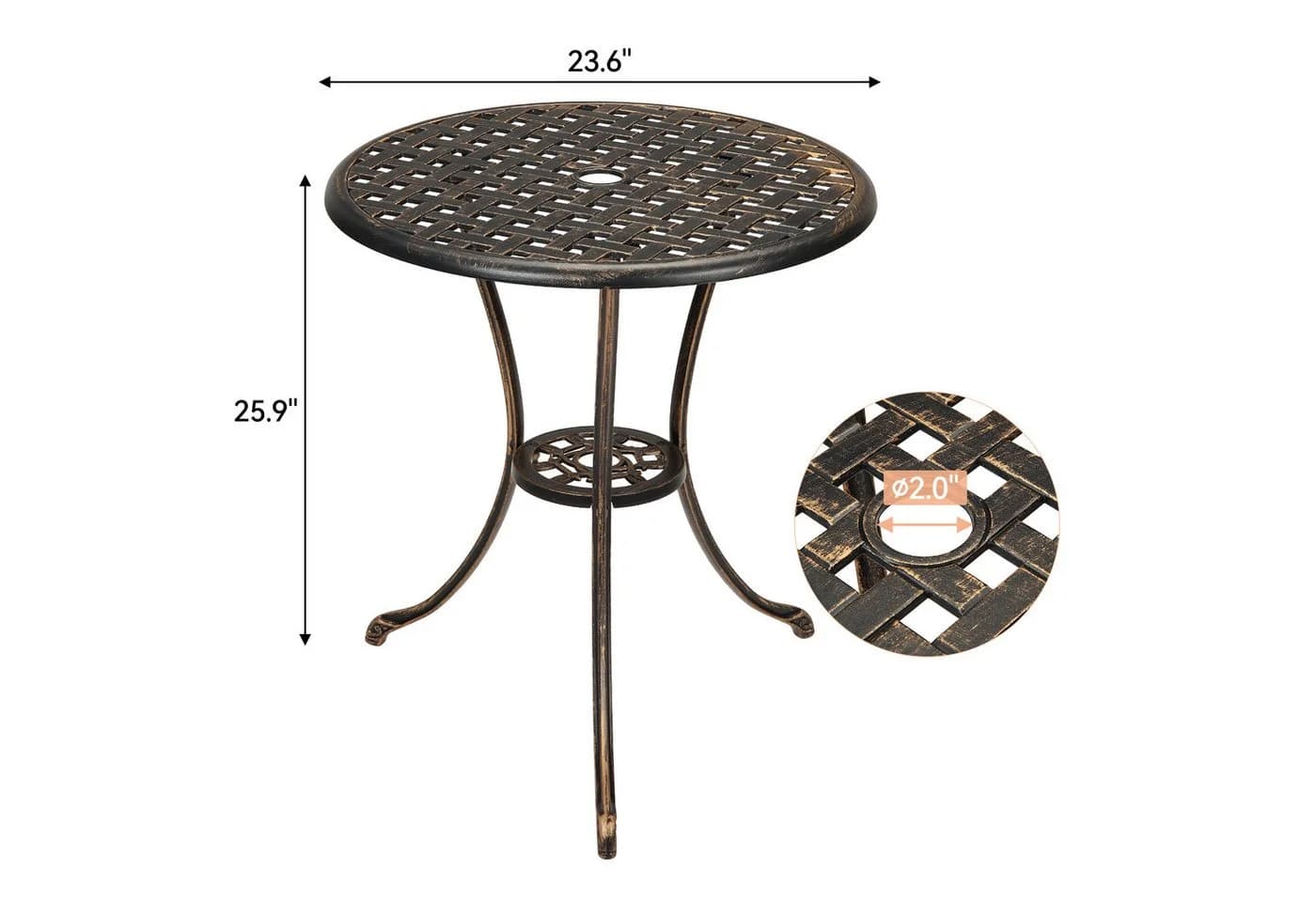 GarveeMore Gartentisch Aluminium 60 cm