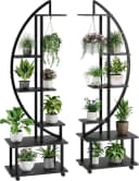 GarveeMore Pflanzentreppe Schwarz 5 Regale Stahl & Holz Bild 2