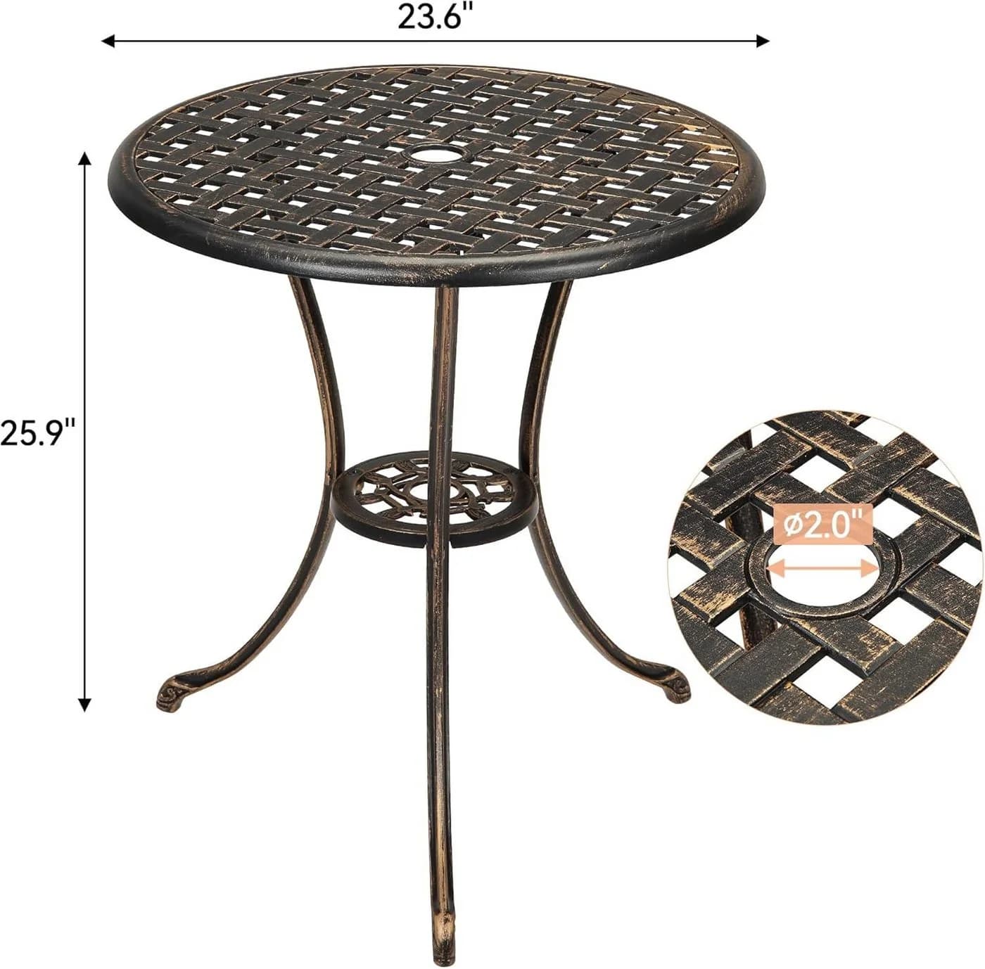 GarveeMore Gartentisch Bistrotisch Outdoor Aluminium Bronzefarben - Bild 3