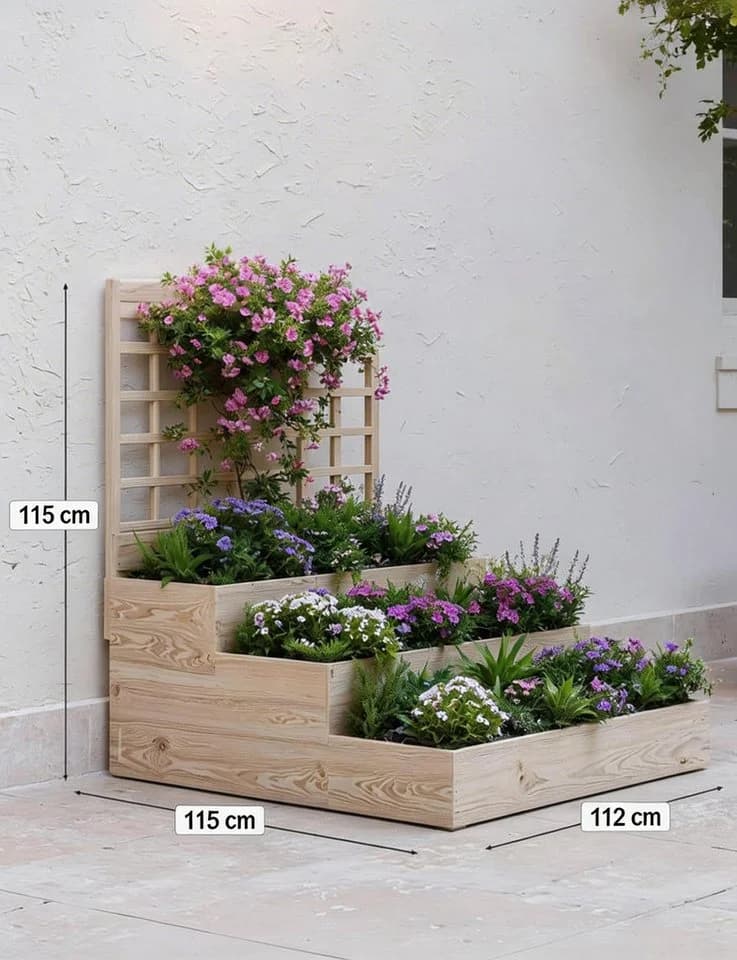 GarveeMore Hochbeet 3-stufiger Pflanzkasten Blumenkasten Gemüsebeet