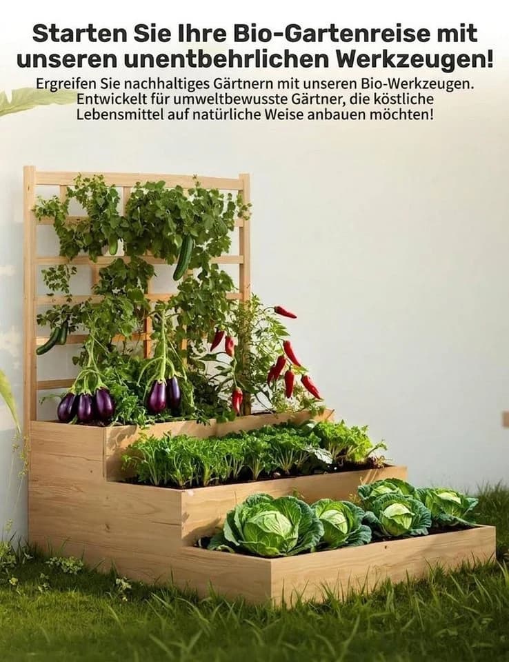 GarveeMore Hochbeet 3-stufiger Pflanzkasten Blumenkasten Gemüsebeet - Bild 4