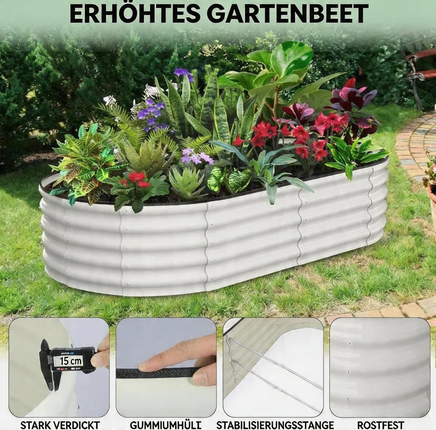 GarveeMore Hochbeet verzinktes Metall-Gartenkasten mit offenem Boden - Bild 3
