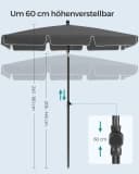 SONGMICS Sonnenschirm 200x125 cm Balkonschirm UPF 50+ Bild 4