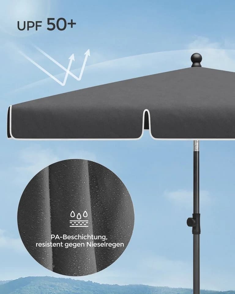 SONGMICS Sonnenschirm 200x125 cm Balkonschirm UPF 50+ - Bild 5