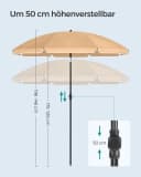 SONGMICS Sonnenschirm 160cm UPF 50+ mit Tragetasche ohne Ständer Bild 4