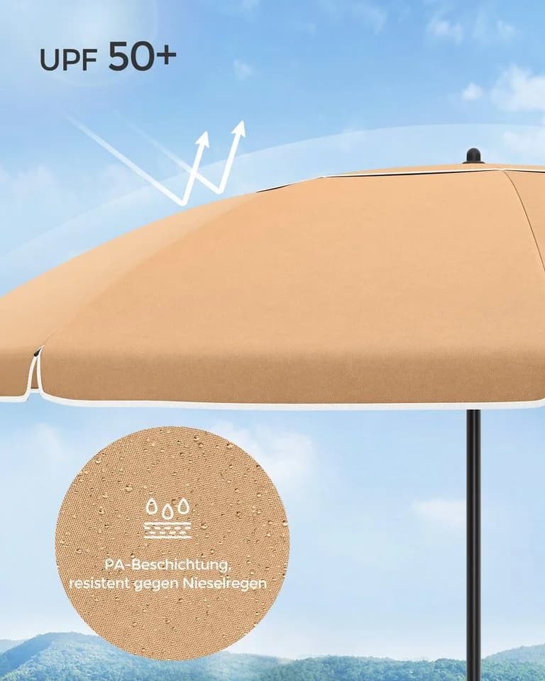 SONGMICS Sonnenschirm 160cm UPF 50+ mit Tragetasche ohne Ständer - Bild 5